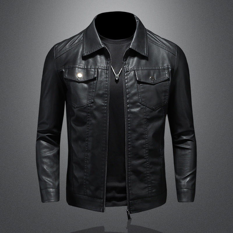 Men's Classic Leather Trucker Jacket