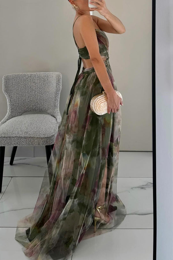 Lila - Women's Floral Maxi Dress with V-Neck