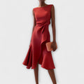 Hera - Women's Sleeveless Asymmetric Drape Midi Dress