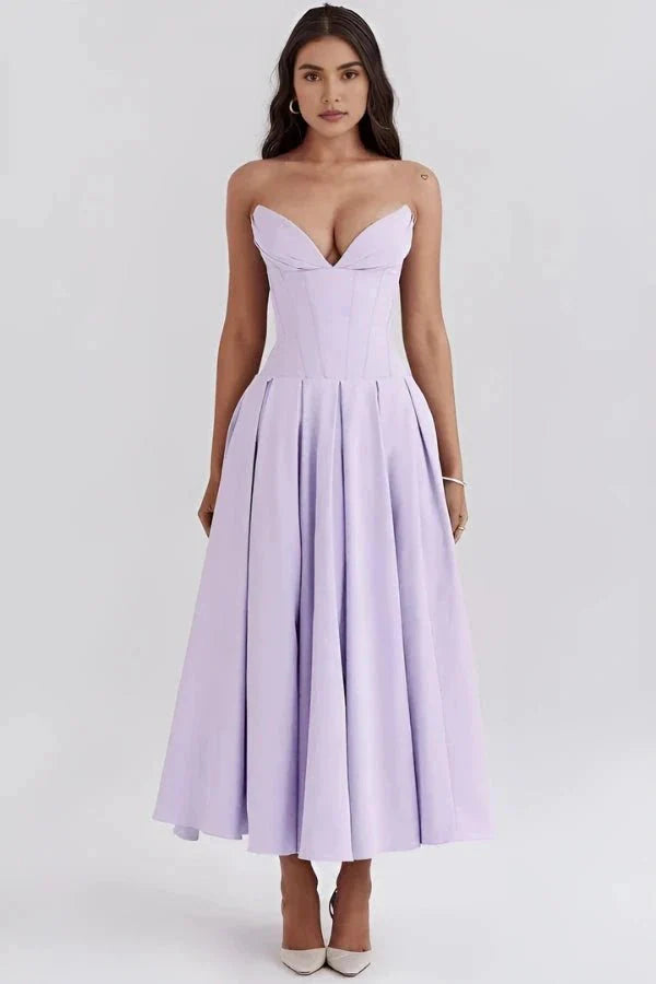 Laarni - Women's Strapless Corset Midi Dress