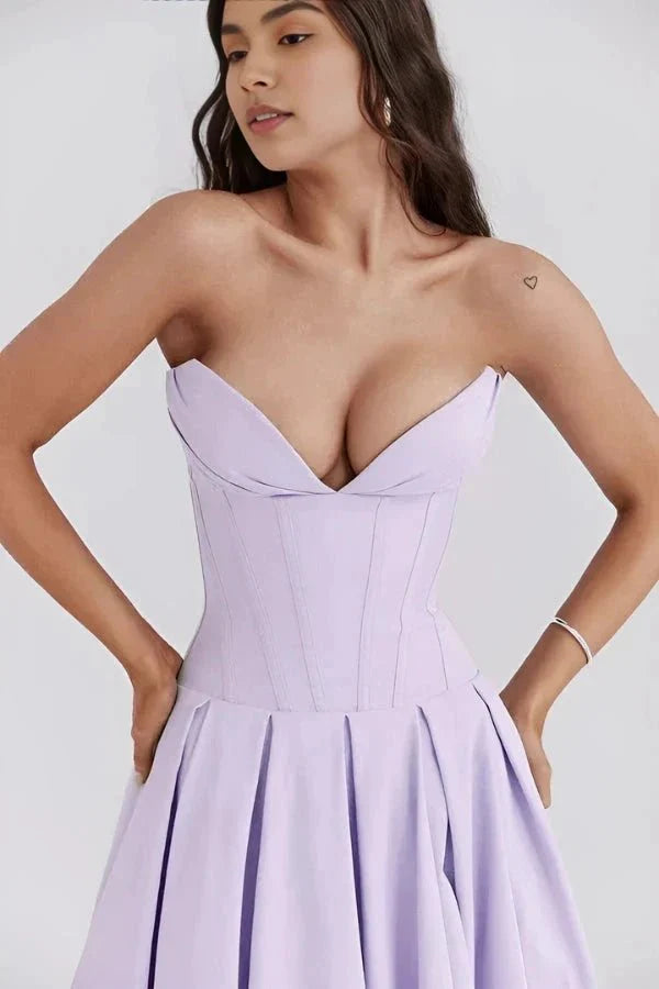Laarni - Women's Strapless Corset Midi Dress