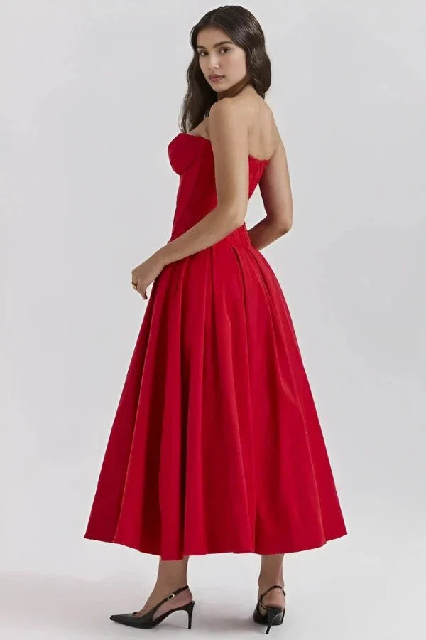 Laarni - Women's Strapless Corset Midi Dress