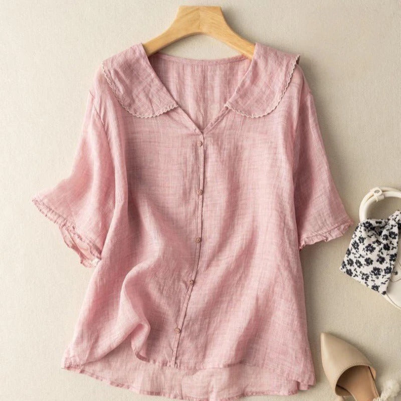 Women's Vintage Blouse - Button Detail Long Sleeve Blouse
