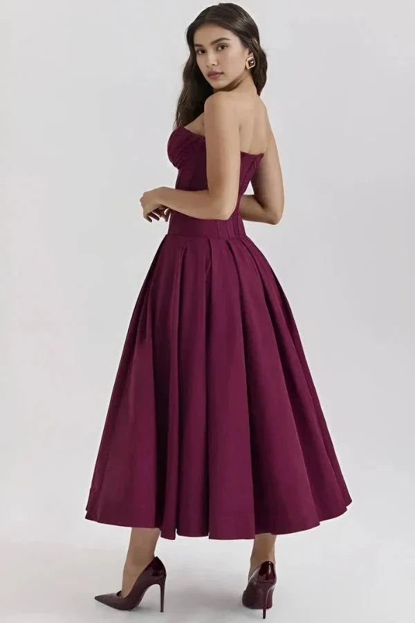 Laarni - Women's Strapless Corset Midi Dress