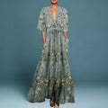 Women's Floral Print Maxi Dress - Casual Long Dress