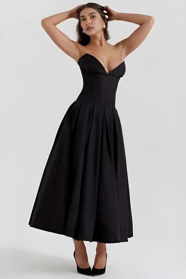 Laarni - Women's Strapless Corset Midi Dress