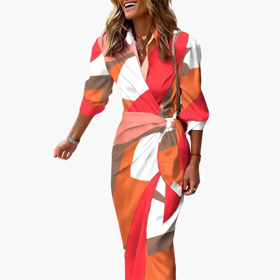 Women's Striped Wrap Cotton Maxi Dress