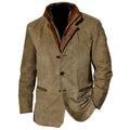 Men's Suede Layered-Collar Blazer Jacket