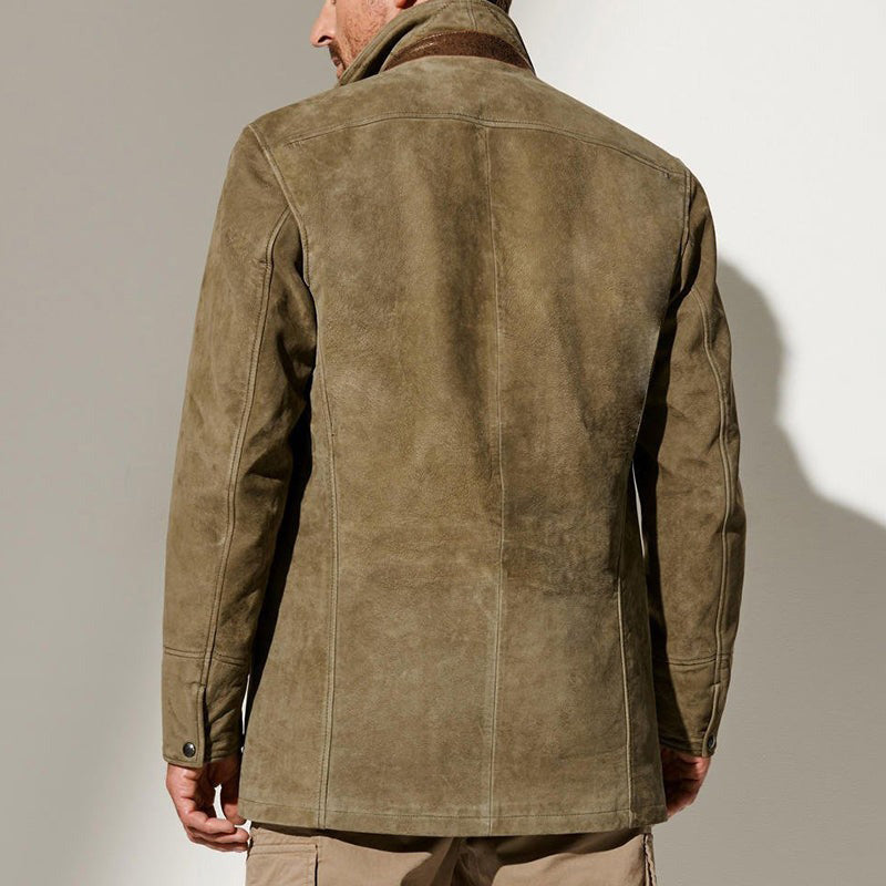 Men's Suede Layered-Collar Blazer Jacket