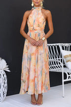 Nia - Women's Watercolor Print Maxi Dress