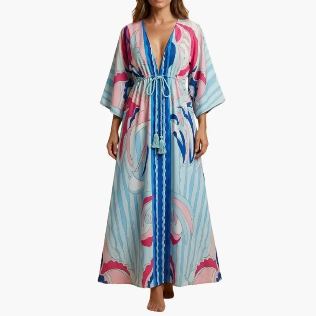 Women's Floral V-Neck Summer Maxi Dress