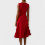 Hera - Women's Sleeveless Asymmetric Drape Midi Dress