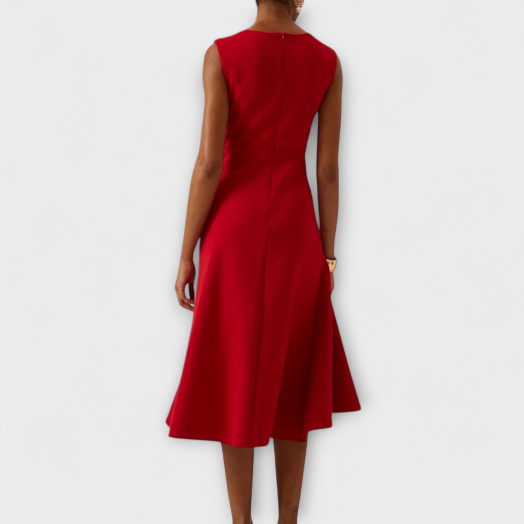 Hera - Women's Sleeveless Asymmetric Drape Midi Dress