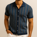 Alban - Men's Striped Knit Camp Shirt