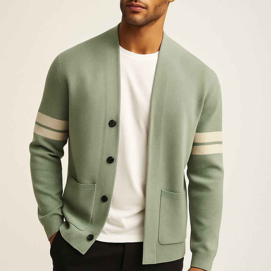 Giancarlo - Men's Varsity Stripe Knit Cardigan