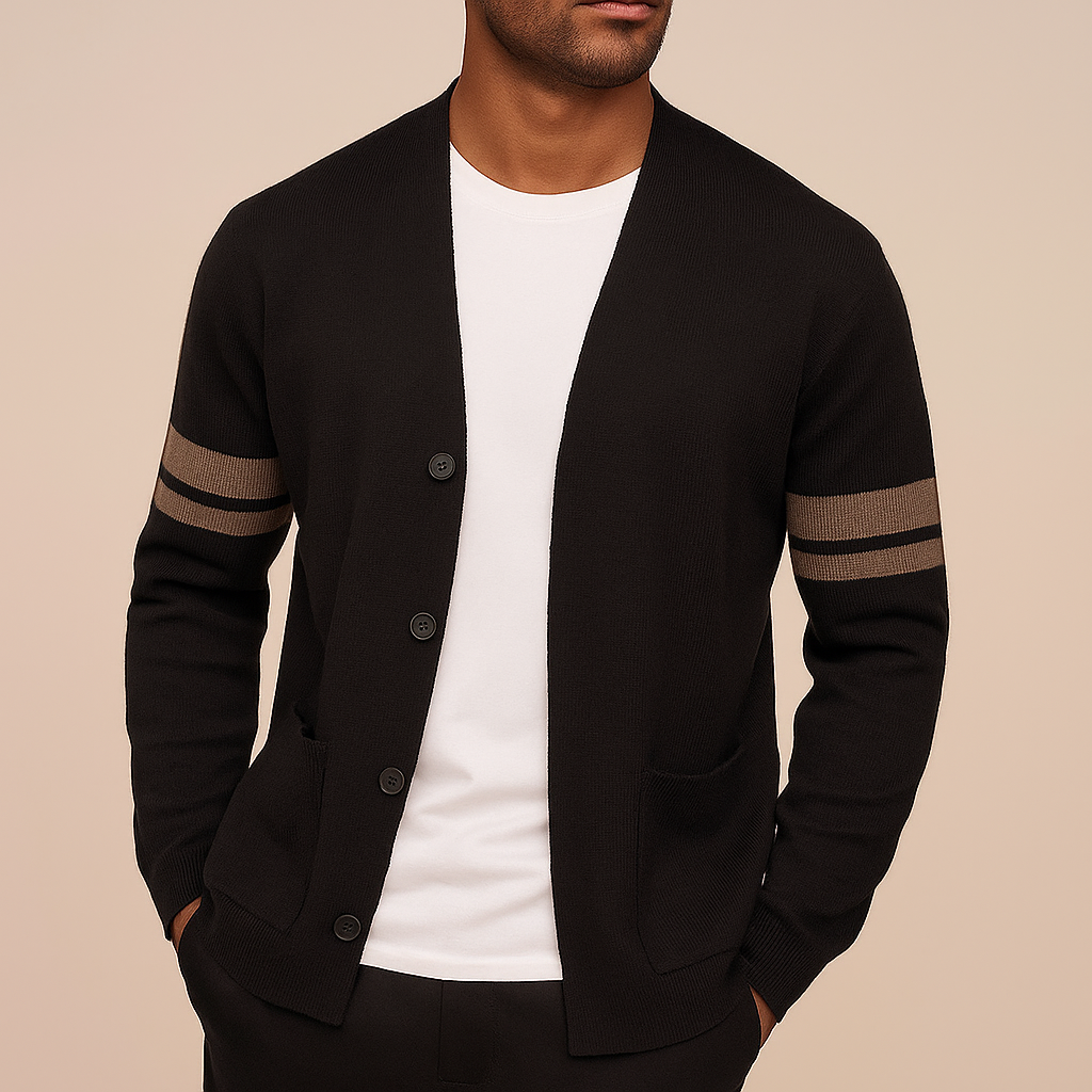 Giancarlo - Men's Varsity Stripe Knit Cardigan