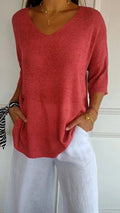 Jill - Women's V-Neck Knit Top