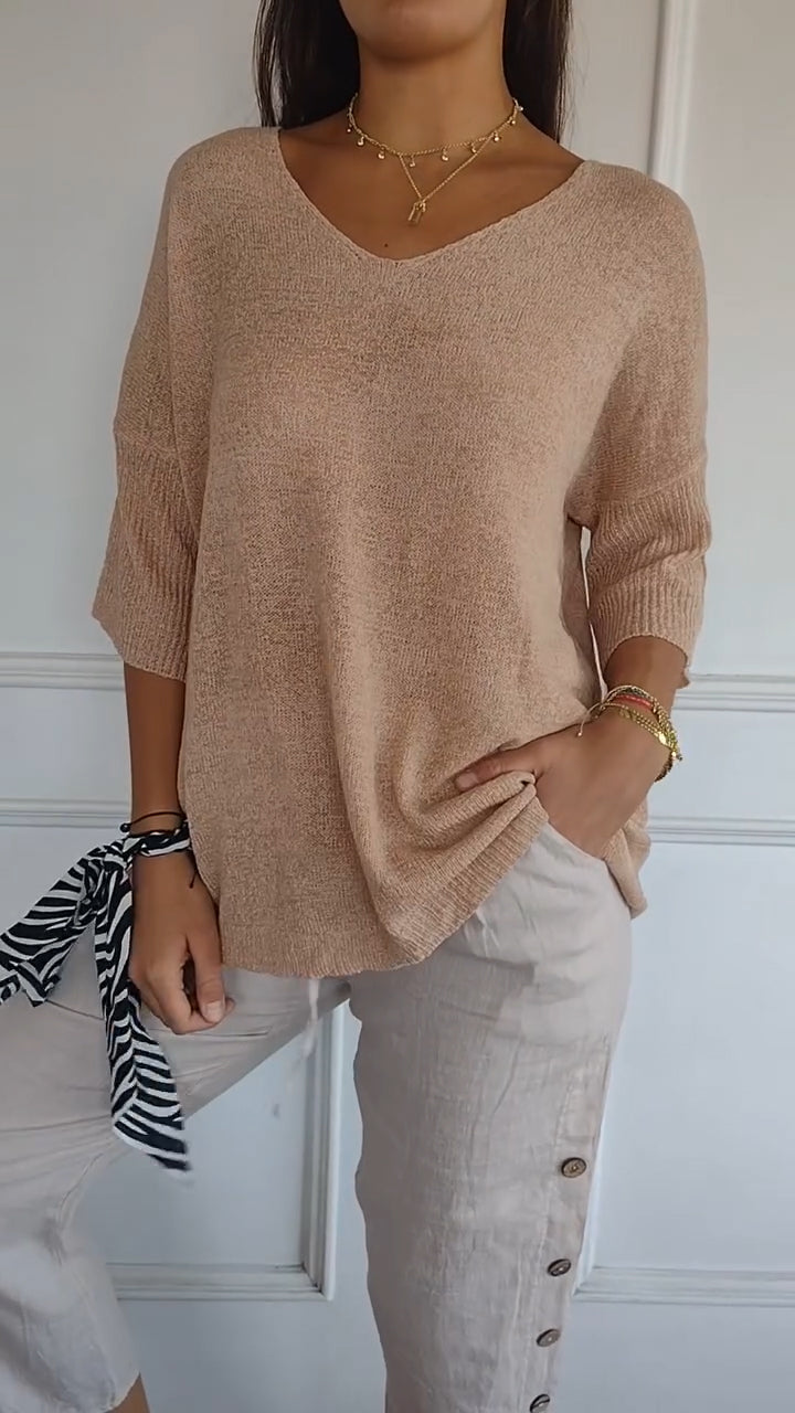 Jill - Women's V-Neck Knit Top