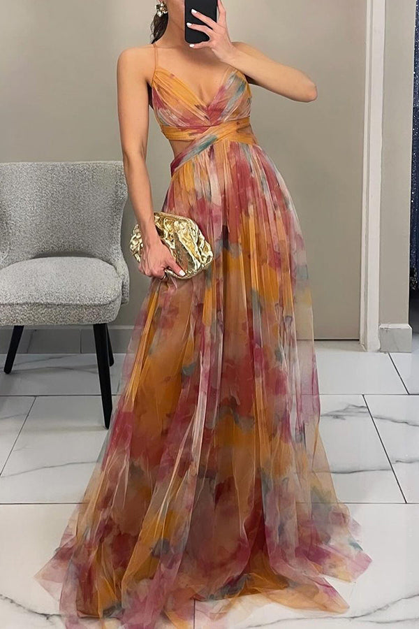Lila - Women's Floral Maxi Dress with V-Neck