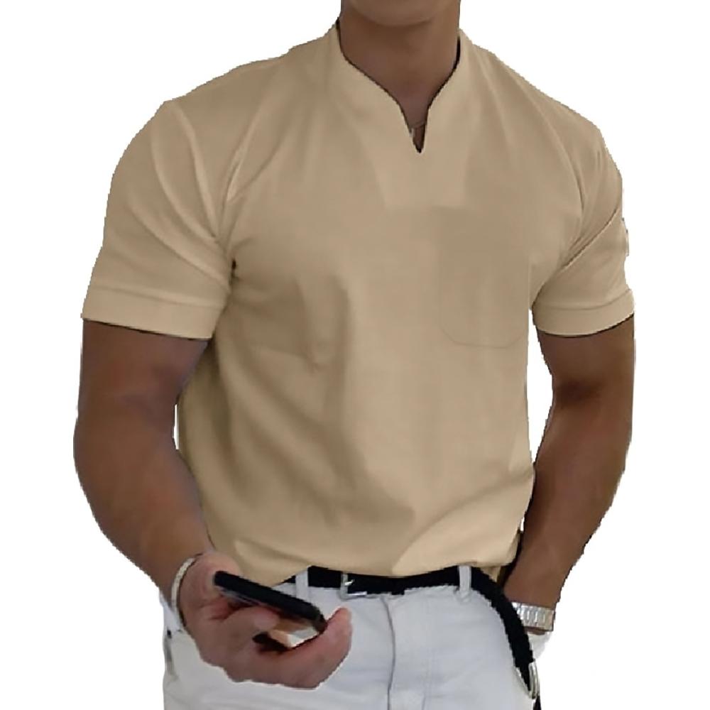 Men's Slim-Fit Notch-Neck Short Sleeve Top