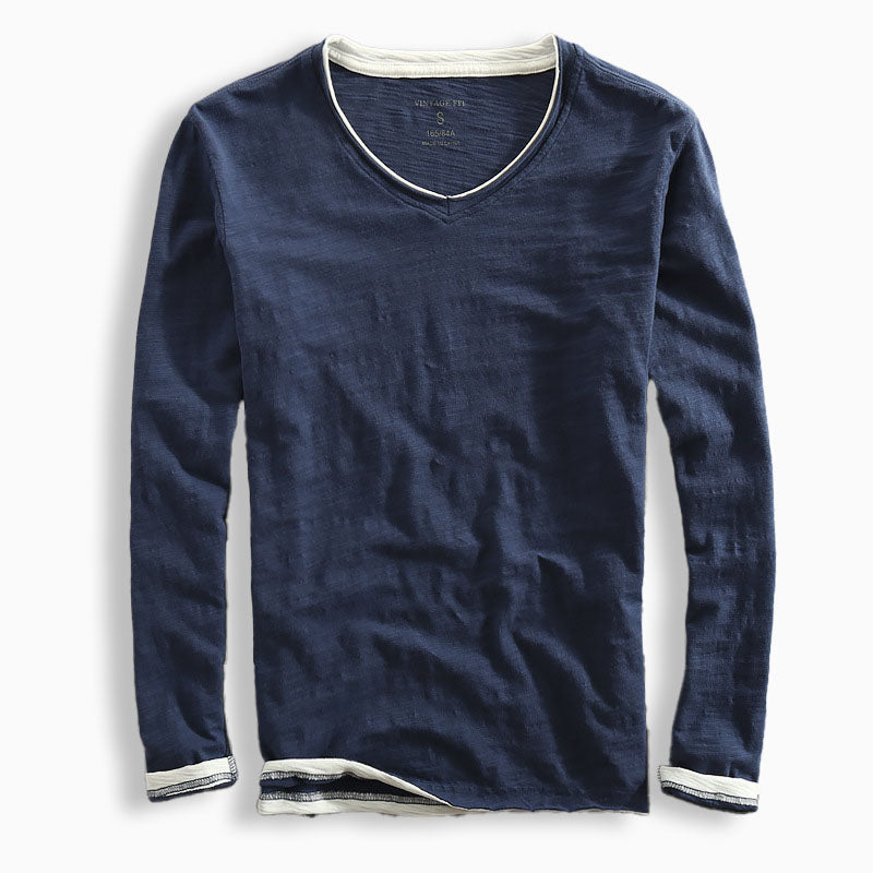 Riku - Men's Layered V-Neck Long Sleeve Shirt