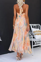Nia - Women's Watercolor Print Maxi Dress