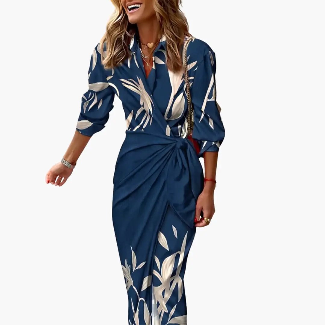 Women's Striped Wrap Cotton Maxi Dress
