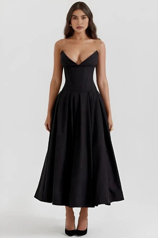 Laarni - Women's Strapless Corset Midi Dress