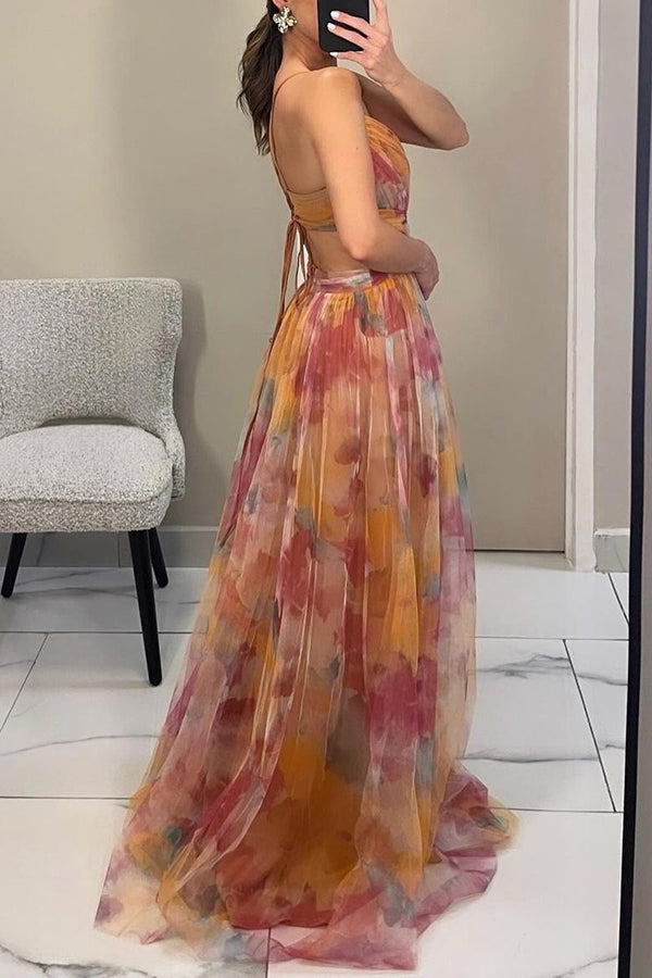 Lila - Women's Floral Maxi Dress with V-Neck