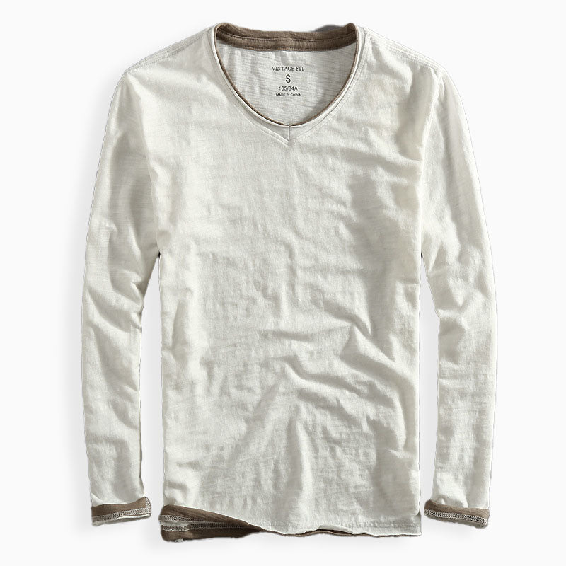 Riku - Men's Layered V-Neck Long Sleeve Shirt