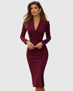 Dahlia - Women's Tailored Button-Front White Midi Dress