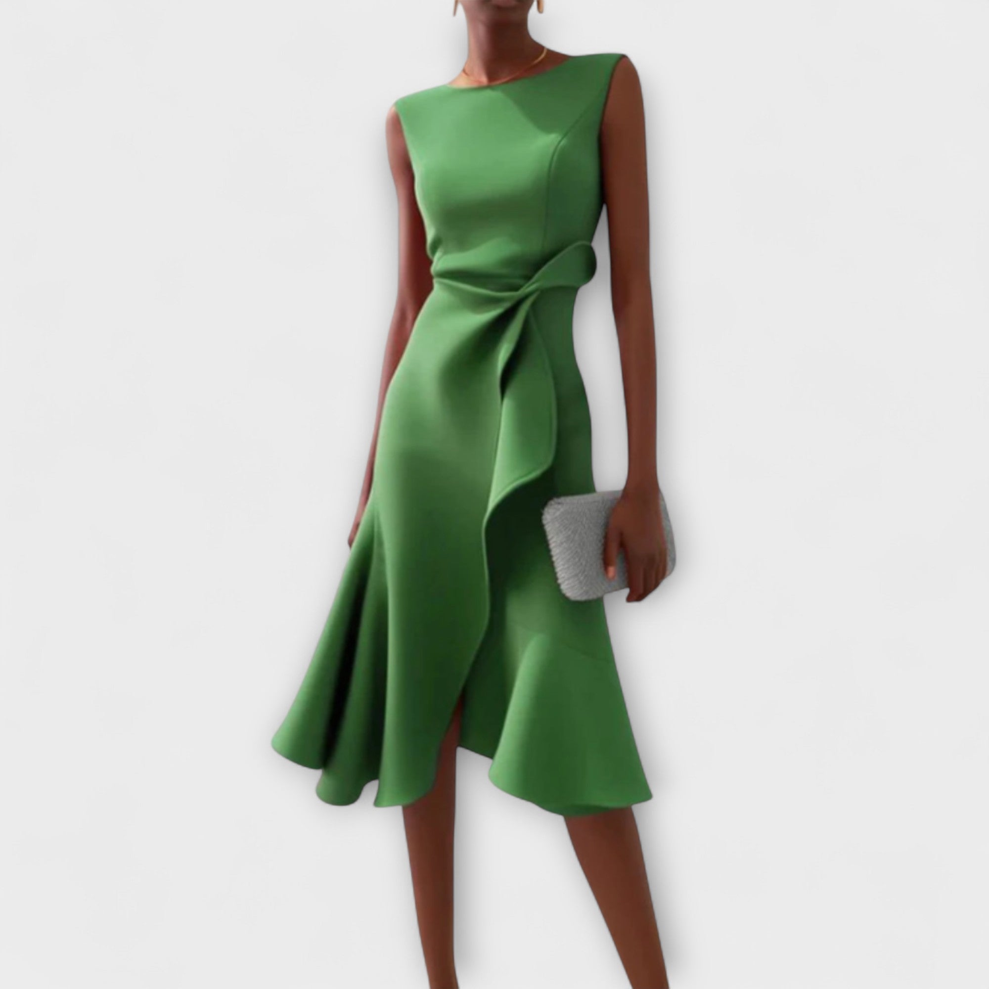 Hera - Women's Sleeveless Asymmetric Drape Midi Dress