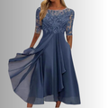 Women's Elegant Lace Dress - Long Sleeve Lace Maxi Dress