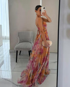 Lila - Women's Floral Maxi Dress with V-Neck