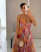 Lila - Women's Floral Maxi Dress with V-Neck