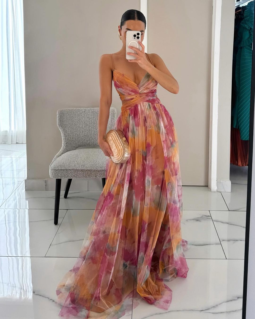 Lila - Women's Floral Maxi Dress with V-Neck