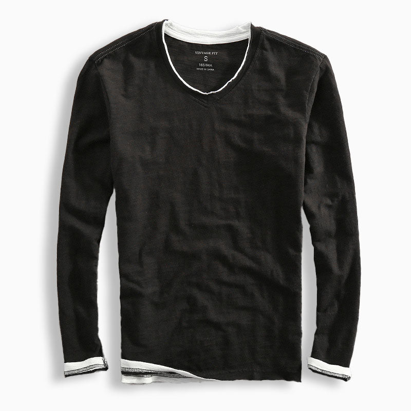 Riku - Men's Layered V-Neck Long Sleeve Shirt