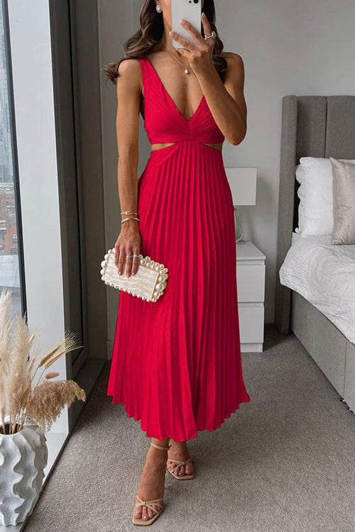 Kalia - Women's Pleated Long Sleeve Midi Dress