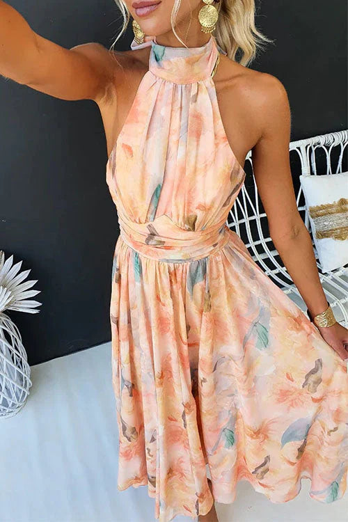 Nia - Women's Watercolor Print Maxi Dress