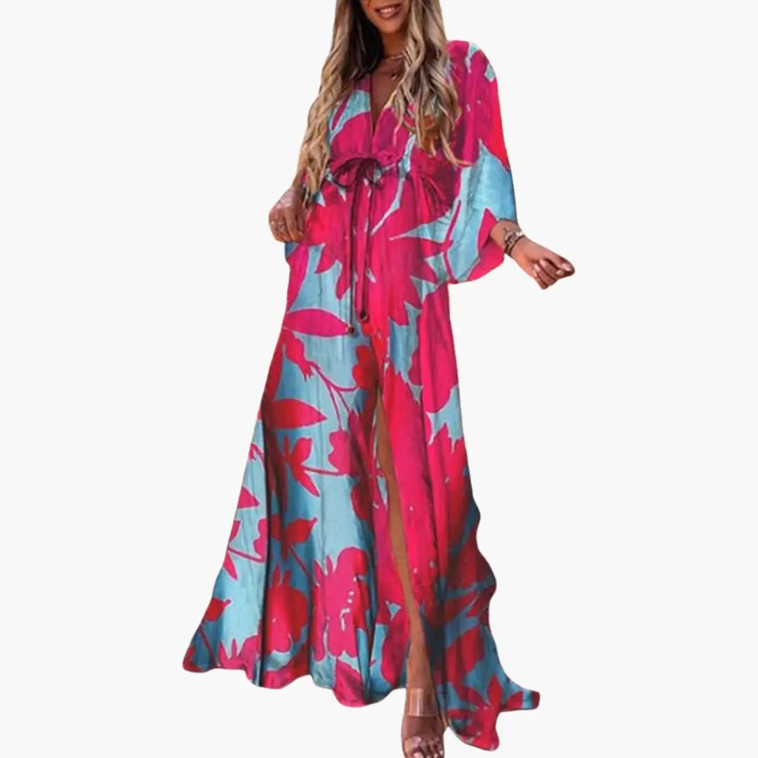 Women's Floral V-Neck Summer Maxi Dress
