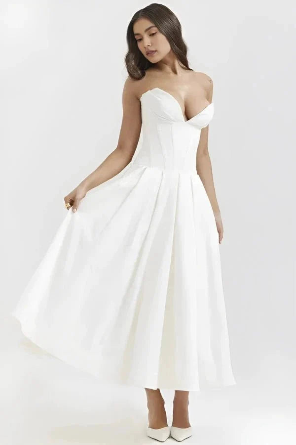 Laarni - Women's Strapless Corset Midi Dress
