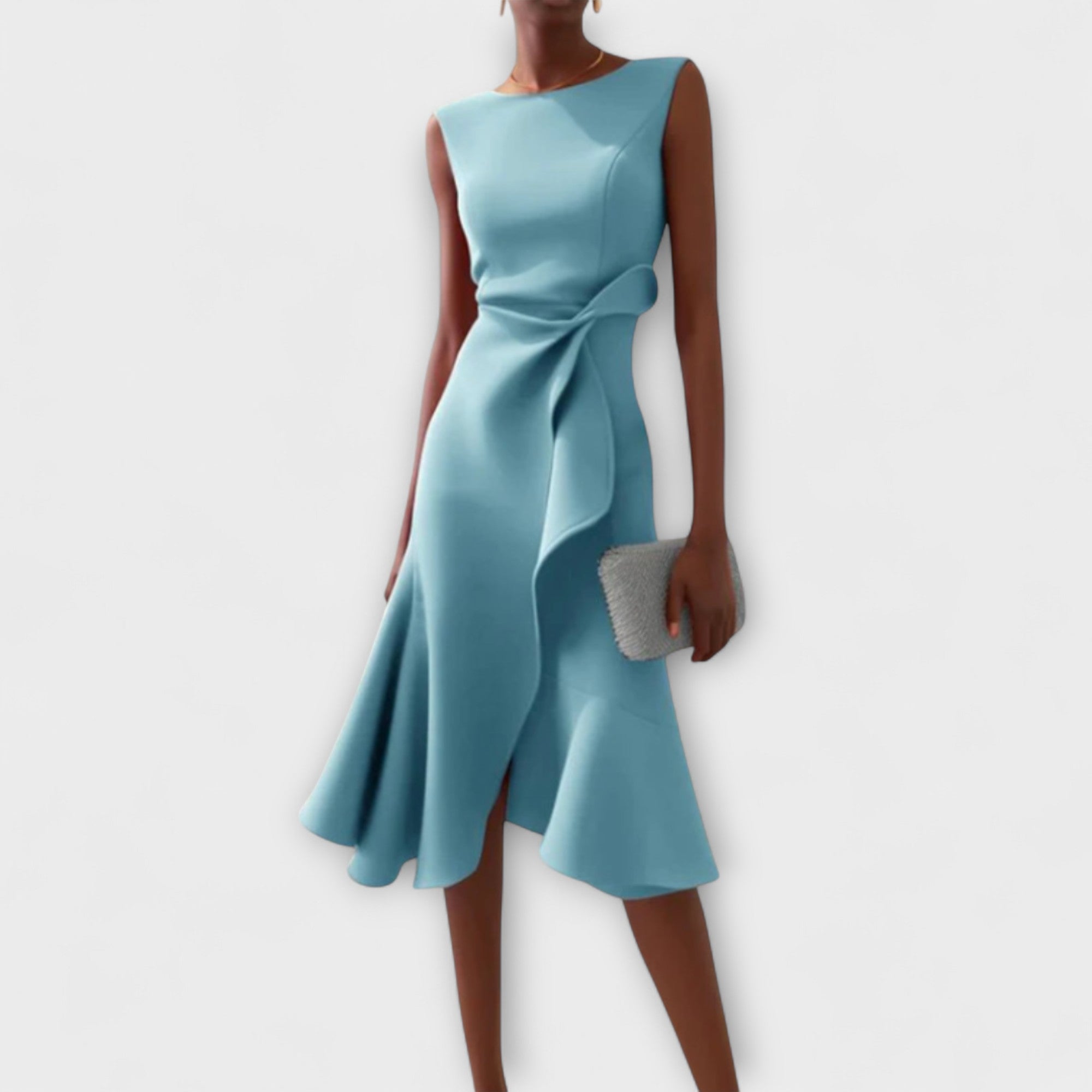 Hera - Women's Sleeveless Asymmetric Drape Midi Dress