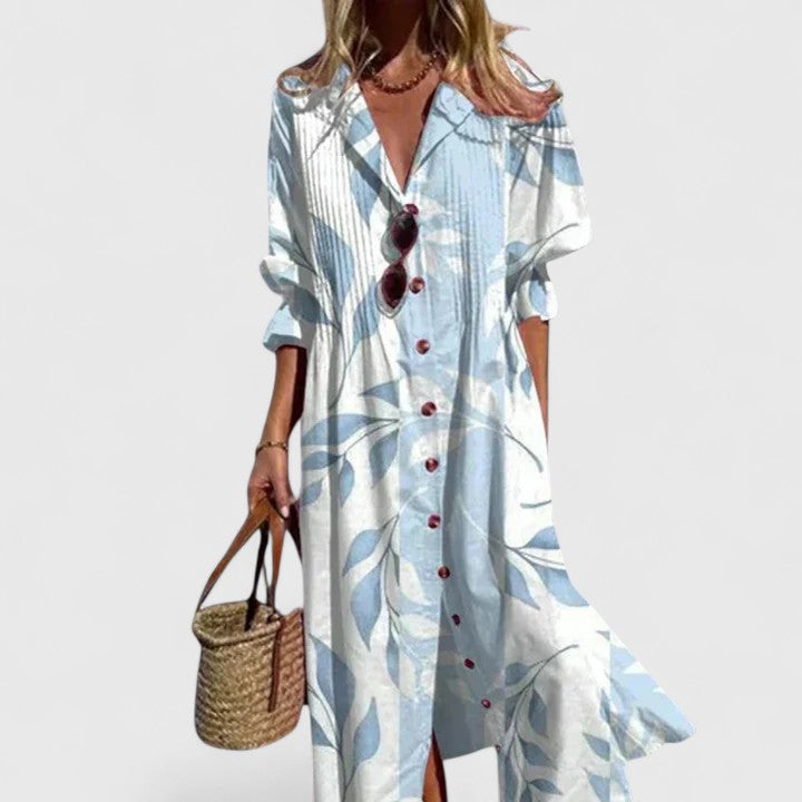 Cleo - Women's Boho Floral Print Midi Dress