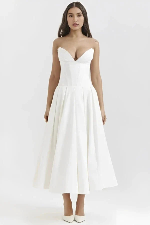 Laarni - Women's Strapless Corset Midi Dress