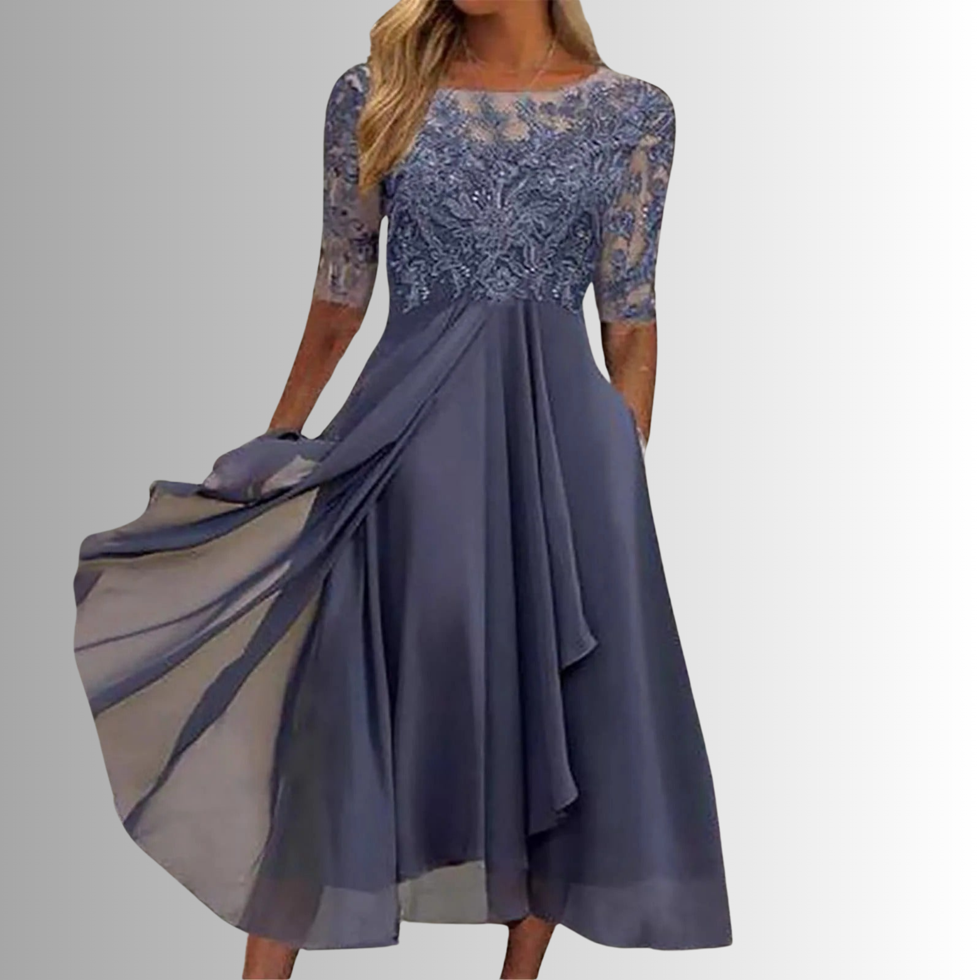 Women's Elegant Lace Dress - Long Sleeve Lace Maxi Dress