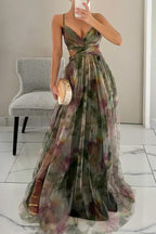 Lila - Women's Floral Maxi Dress with V-Neck