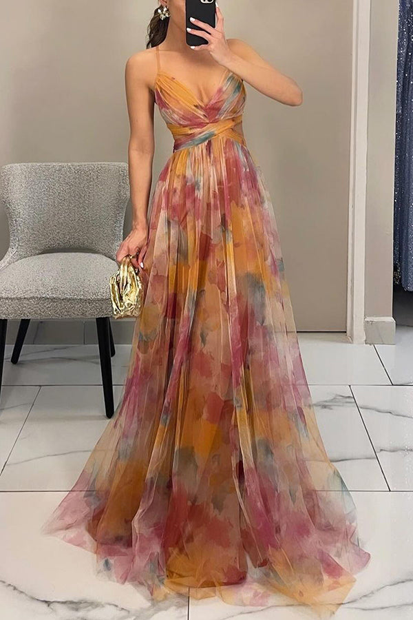 Lila - Women's Floral Maxi Dress with V-Neck