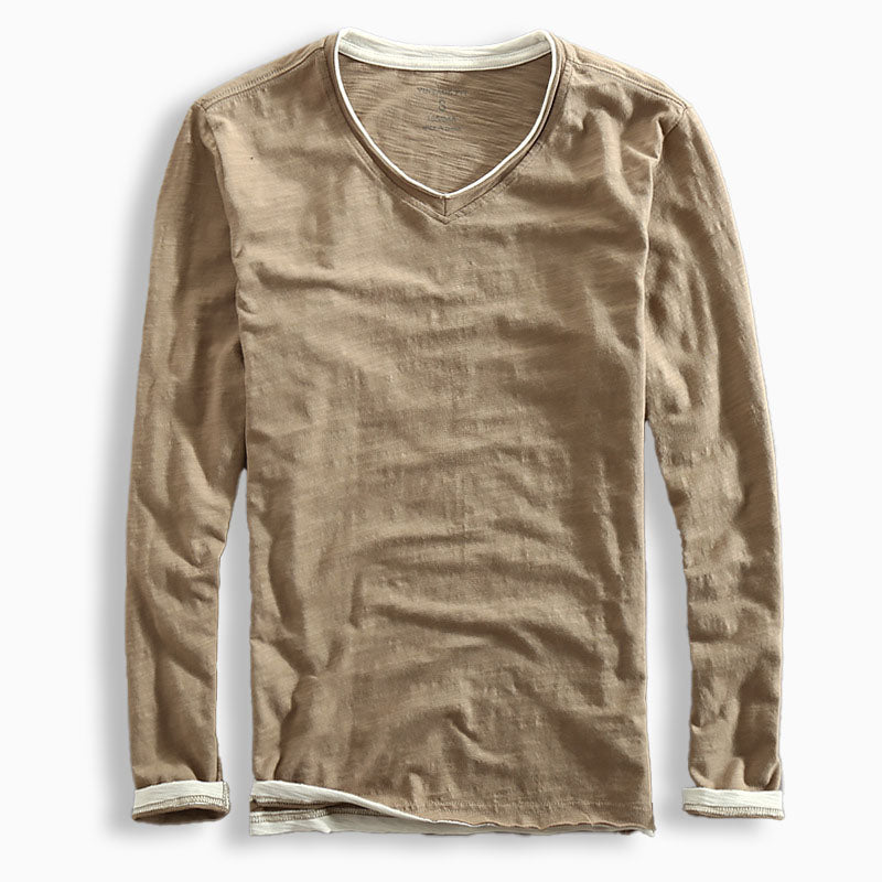 Riku - Men's Layered V-Neck Long Sleeve Shirt