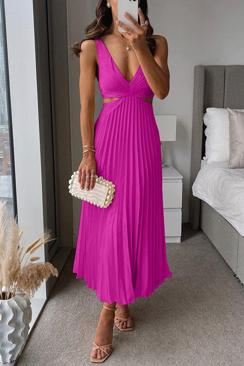 Kalia - Women's Pleated Long Sleeve Midi Dress