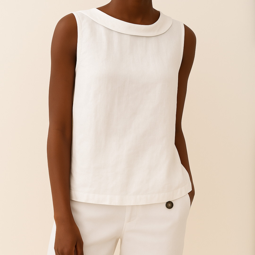 Women's Sleeveless Roll Collar Top - Casual Summer Top
